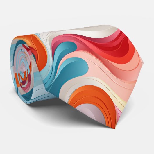 Kleurrijk groovy abstract wervelpatroon stropdas (Opgerold)