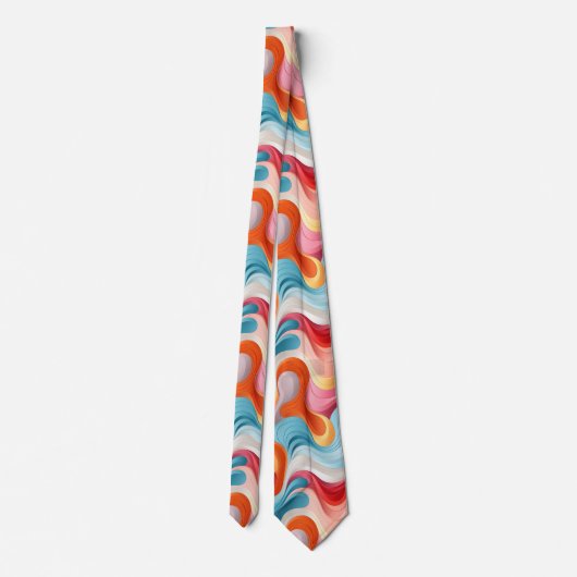Kleurrijk groovy abstract wervelpatroon stropdas (Achterkant)