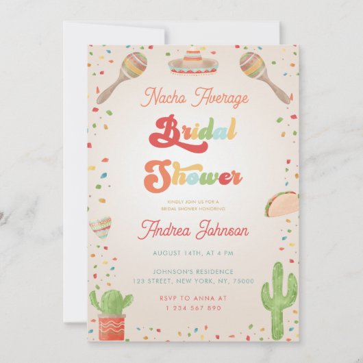 Kleurrijk Groovy Fiesta Nacho Gemiddeld Vrijgezell Kaart (Voorkant)