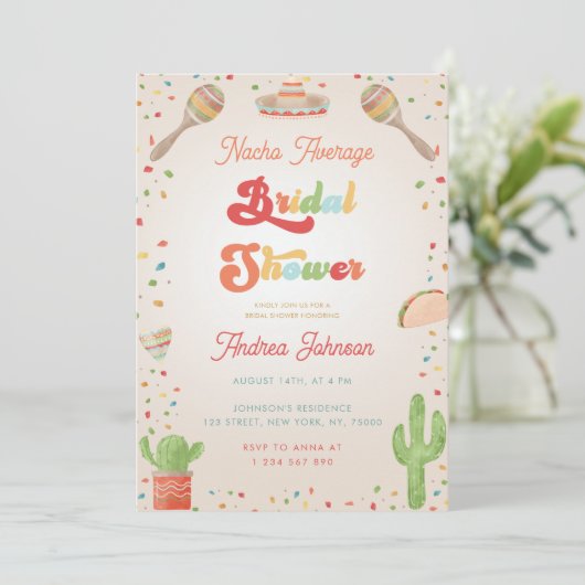 Kleurrijk Groovy Fiesta Nacho Gemiddeld Vrijgezell Kaart (Staand voorkant)