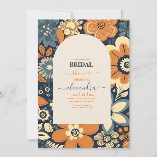 Kleurrijk Groovy Retro 70s Bloemen Vrijgezellenfee Kaart (Voorkant)