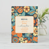 Kleurrijk Groovy Retro 70s Bloemen Vrijgezellenfee Kaart (Staand voorkant)