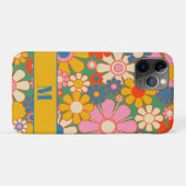 Kleurrijk Groovy Retro Bloempatroon met Initiaal Case-Mate iPhone Case (Achterkant (horizontaal))