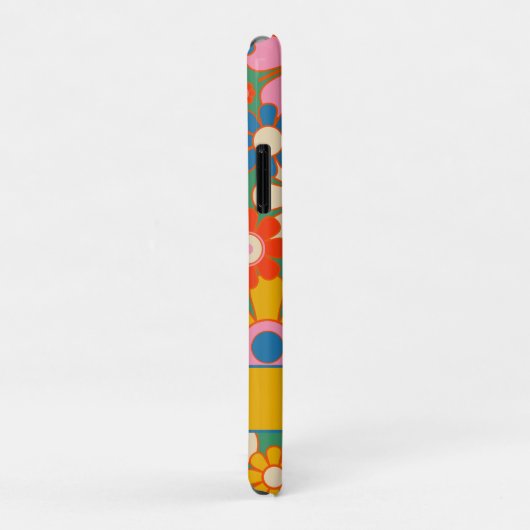 Kleurrijk Groovy Retro Bloempatroon met Initiaal Case-Mate iPhone Case (Achterkant/rechts)