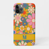 Kleurrijk Groovy Retro Bloempatroon met Initiaal Case-Mate iPhone Case (Achterkant)