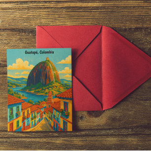 Kleurrijk Guatape El Penol Rock Colombia Briefkaart