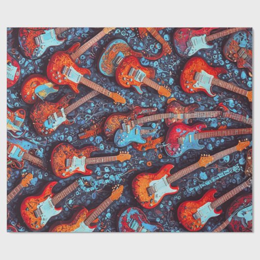 Kleurrijk Guitars Wrapping Paper Cadeaupapier (Vlak)