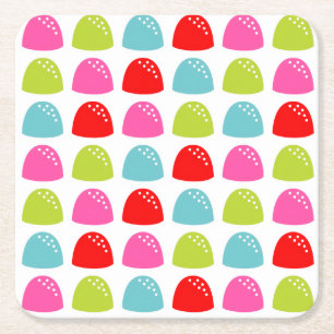 Kleurrijk Gumdrop-patroon – Retro Snoepdesign Kartonnen Onderzetters