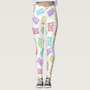 Kleurrijk Gummiebeerpatroon Zoete Candy Regenboo Leggings