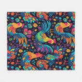 Kleurrijk Haan patroon Fleece Deken (Voorkant (Horizontaal))