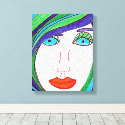 Kleurrijk haar canvas afdruk (Insitu (Houten vloer))