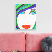 Kleurrijk haar canvas afdruk (Insitu (Woonkamer))