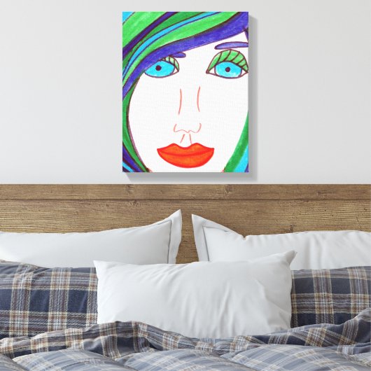 Kleurrijk haar canvas afdruk (Insitu (Slaapkamer))