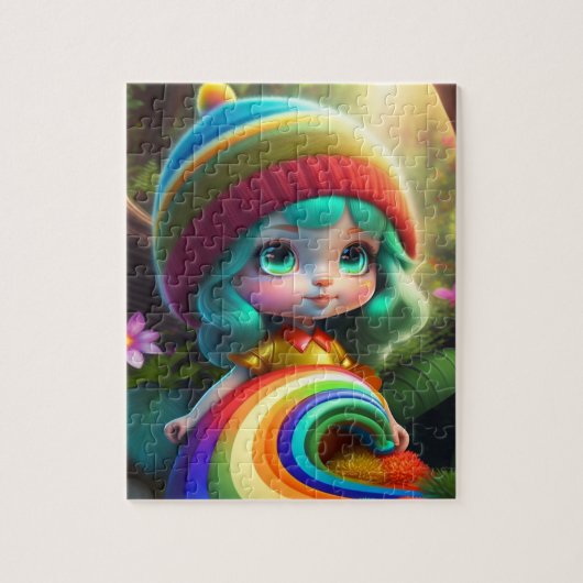 Kleurrijk Haar Kleine Meisje Legpuzzel (Verticaal)