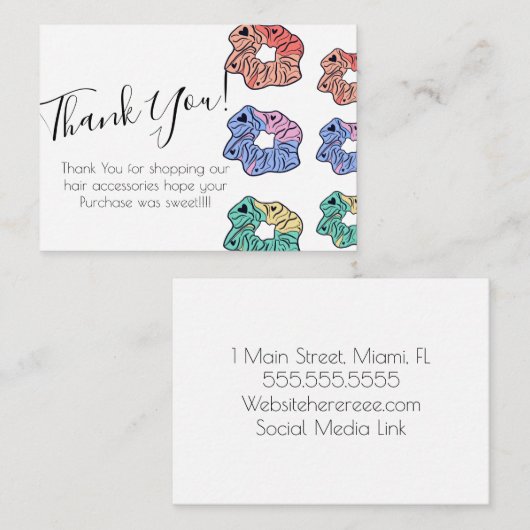Kleurrijk haarstuk Stropdas Winkelen Dank je wel Notitiekaartje (Voorkant / Achterkant)