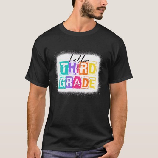 Kleurrijk Hallo Derde Graad 1e dag O T-shirt (Voorkant)