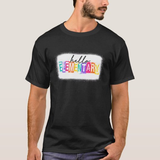 Kleurrijk Hallo elementair vierkant 1e dag T-shirt (Voorkant)