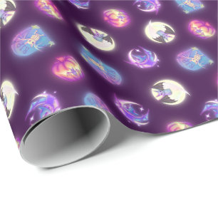 Kleurrijk halloween Cute Bats Tekenpatroon Cadeaupapier