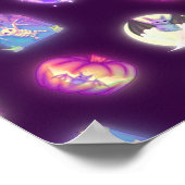 Kleurrijk halloween Cute Bats Tekenpatroon Poster (Hoek)