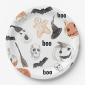 Kleurrijk Halloween Griezeld Pattern Papieren Bordje (Voorkant)