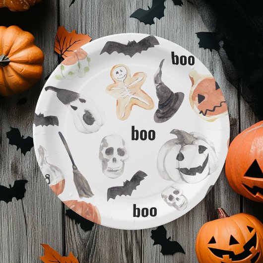 Kleurrijk Halloween Griezeld Pattern Papieren Bordje