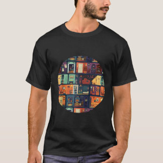Kleurrijk Halloween Griezelig Geest Huis Poppenhui T-shirt