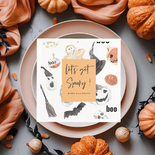 Kleurrijk Halloween Griezelig Patroon Prettig Hal Servet