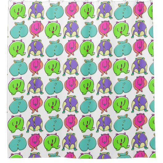 Kleurrijk Hamster Butts Patroon Douchegordijn (Voorkant)