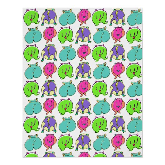 Kleurrijk Hamster Butts Patroon Perfect Poster (Voorkant)