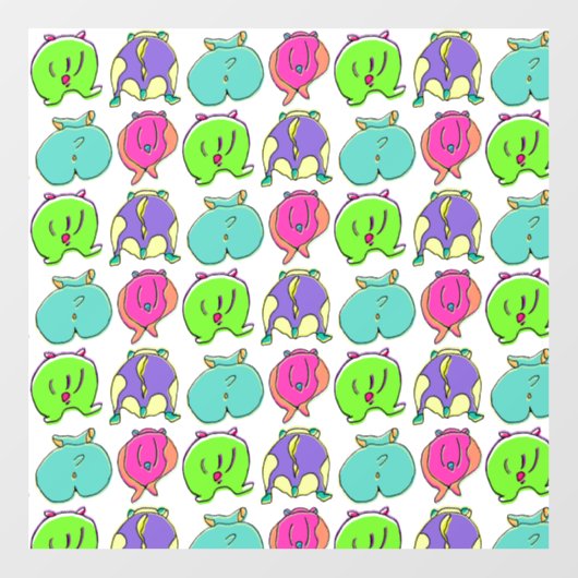 Kleurrijk Hamster Butts Patroon Raamsticker (Vel)