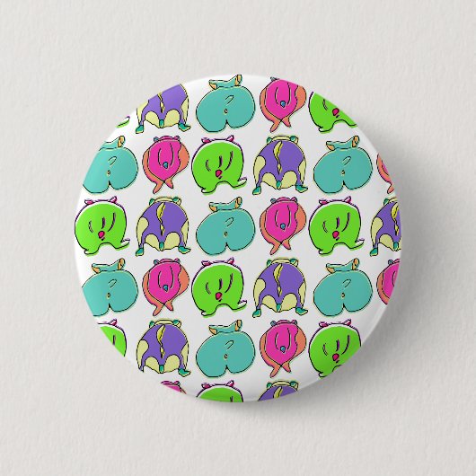 Kleurrijk Hamster Butts Patroon Ronde Button 5,7 Cm (Voorkant)