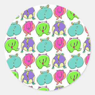 Kleurrijk Hamster Butts Patroon Ronde Sticker