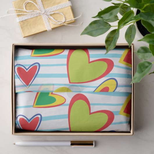 Kleurrijk Hand getrokken harten weefsel papier (Geschenk)