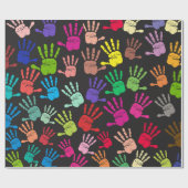 Kleurrijk handafdrukpatroon cadeaupapier (Vlak)