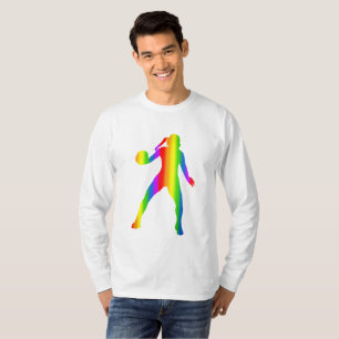 Kleurrijk Handbal Regenboog Lange Mouwen T-Shirt