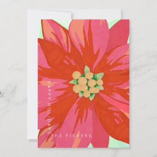 Kleurrijk, handgeschilderd poinsettia-ontwerp op m feestdagenkaart