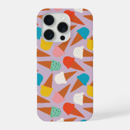Kleurrijk handgetekend ijsje patroon iPhone 15 pro case