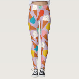 Kleurrijk handgetekend ijsje patroon leggings