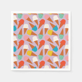 Kleurrijk handgetekend ijsje patroon servet