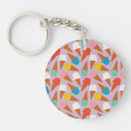 Kleurrijk handgetekend ijsje patroon sleutelhanger