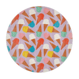 Kleurrijk handgetekend ijsje patroon snijplank