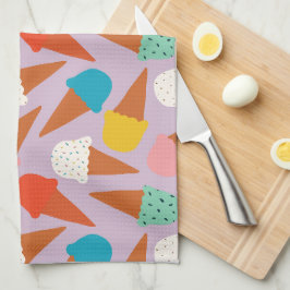 Kleurrijk handgetekend ijsje patroon theedoek