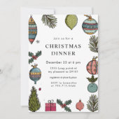 Kleurrijk handgetekend kerstdiner kaart (Voorkant)