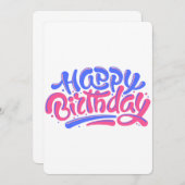 Kleurrijk Handletteren Happy Birthday-ontwerp Kaart (Voorkant / Achterkant)