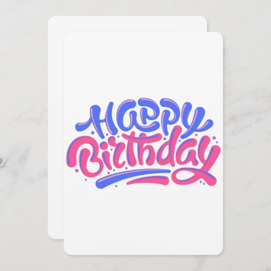 Kleurrijk Handletteren Happy Birthday-ontwerp Kaart (Voorkant / Achterkant)