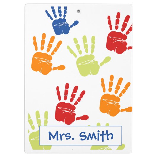 Kleurrijk handprint klembord (Achterkant)