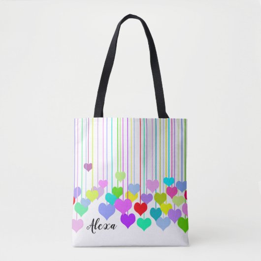 kleurrijk hangend hart tote bag (Voorkant)