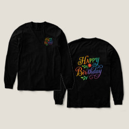 Kleurrijk Happy Birthday Bloem Kaus Met Lange Mouw Tri-Blend Shirt