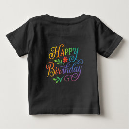 Kleurrijk Happy Birthday Bloemachtig Baby T-Shirt