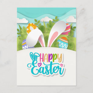Kleurrijk Happy Easter-feest Konijn Oren en Ei Briefkaart